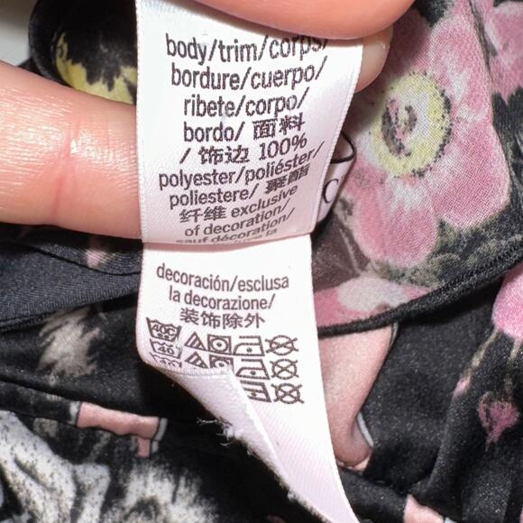 Victorias Secret Satin Black Rose Ruffle Strap Sleep Cami Tank Top Size Medium - Picture 6 of 12